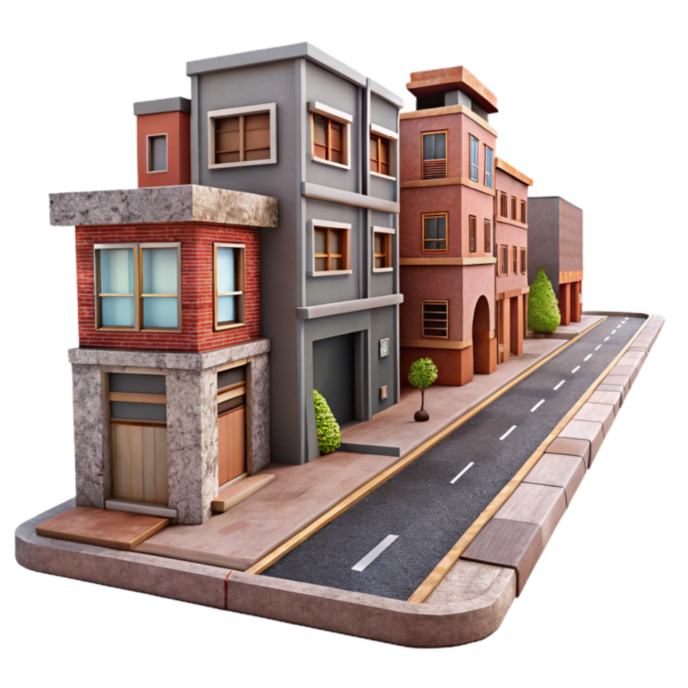 beautiful classic Urban Street with Buildings Cutout png