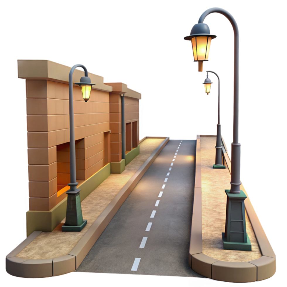 serene abstract Urban Street with Streetlights Cutout original png