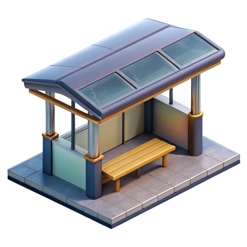 stunning minimalist Urban Tram Stop Isometric Cutout Isolated authentic png
