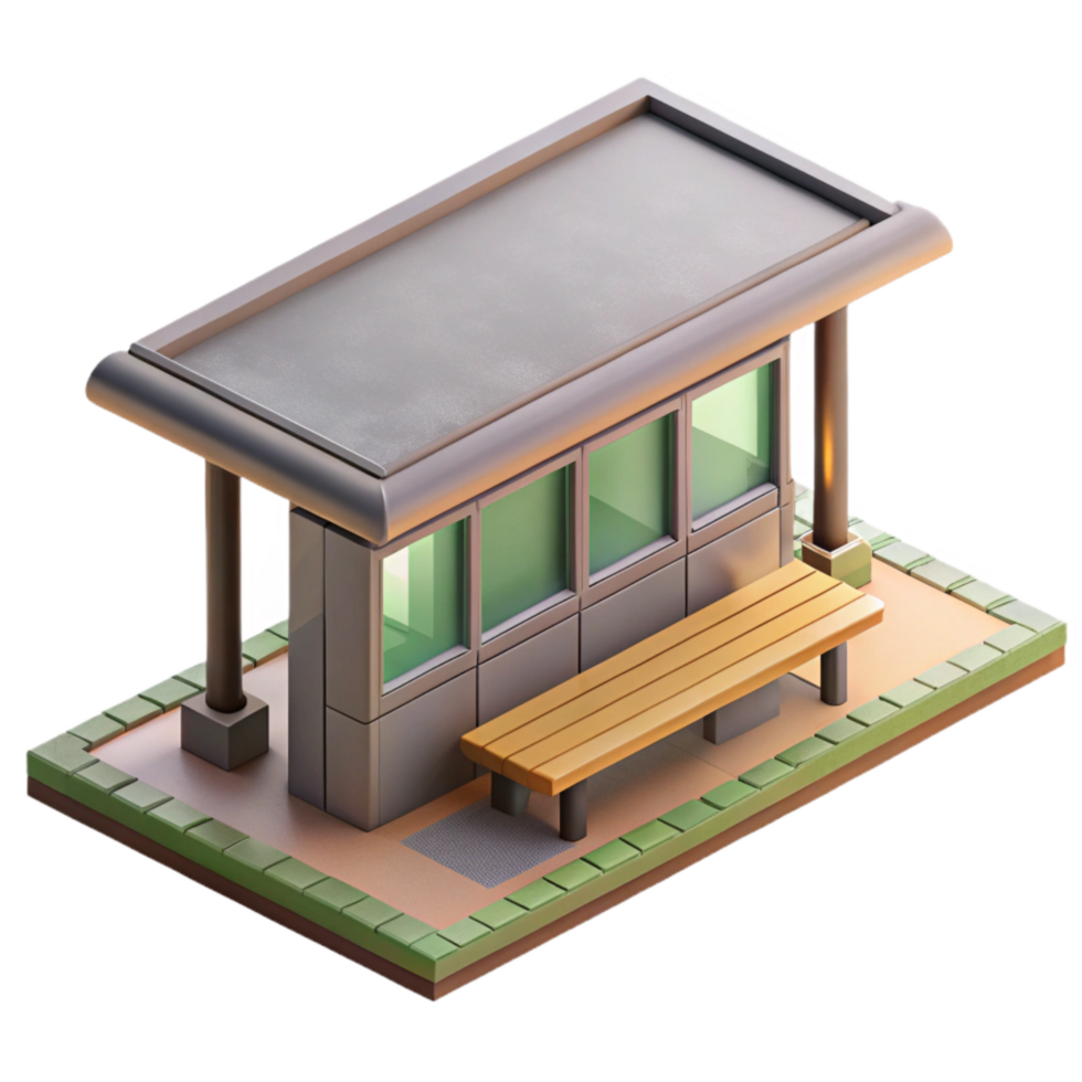 impressive classic Urban Tram Stop Isometric Cutout Isolated original png