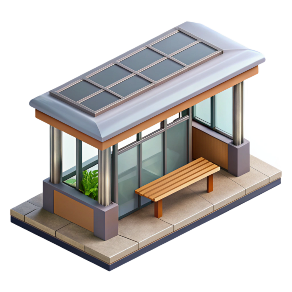 vibrant rustic Urban Tram Stop Isometric Cutout Isolated exclusive png