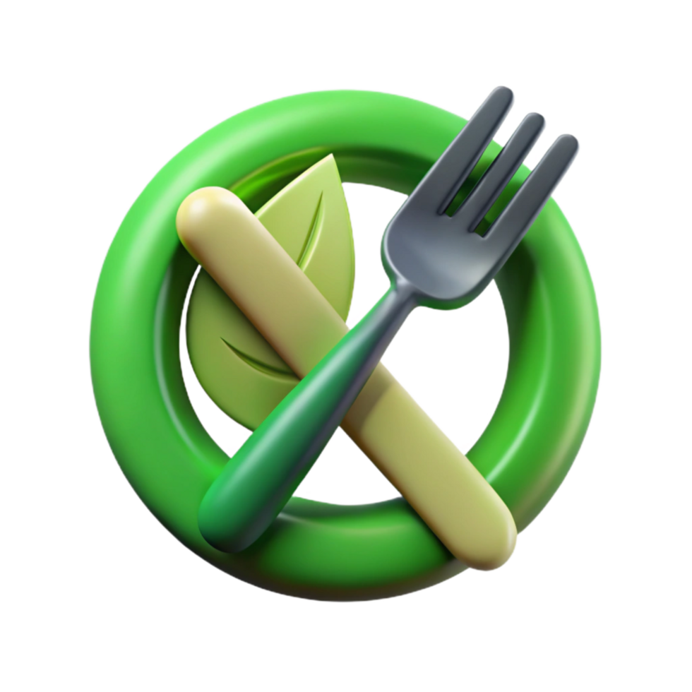 stunning creative Vegetarian Symbol Green Fork and Knife Isolated premium png