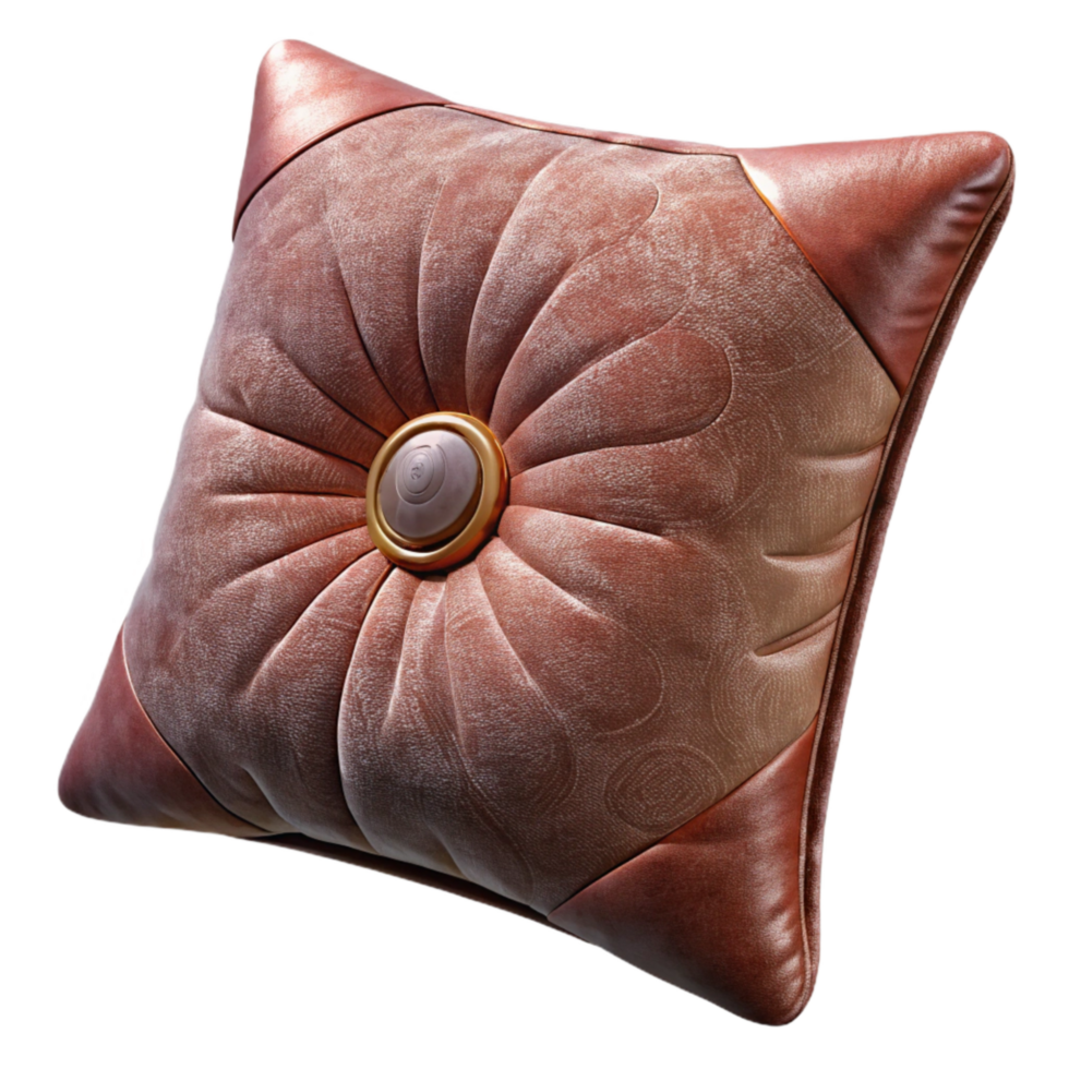elegant contemporary Velvet Cushion Decorative Button Detail Cutout Isolated high quality png