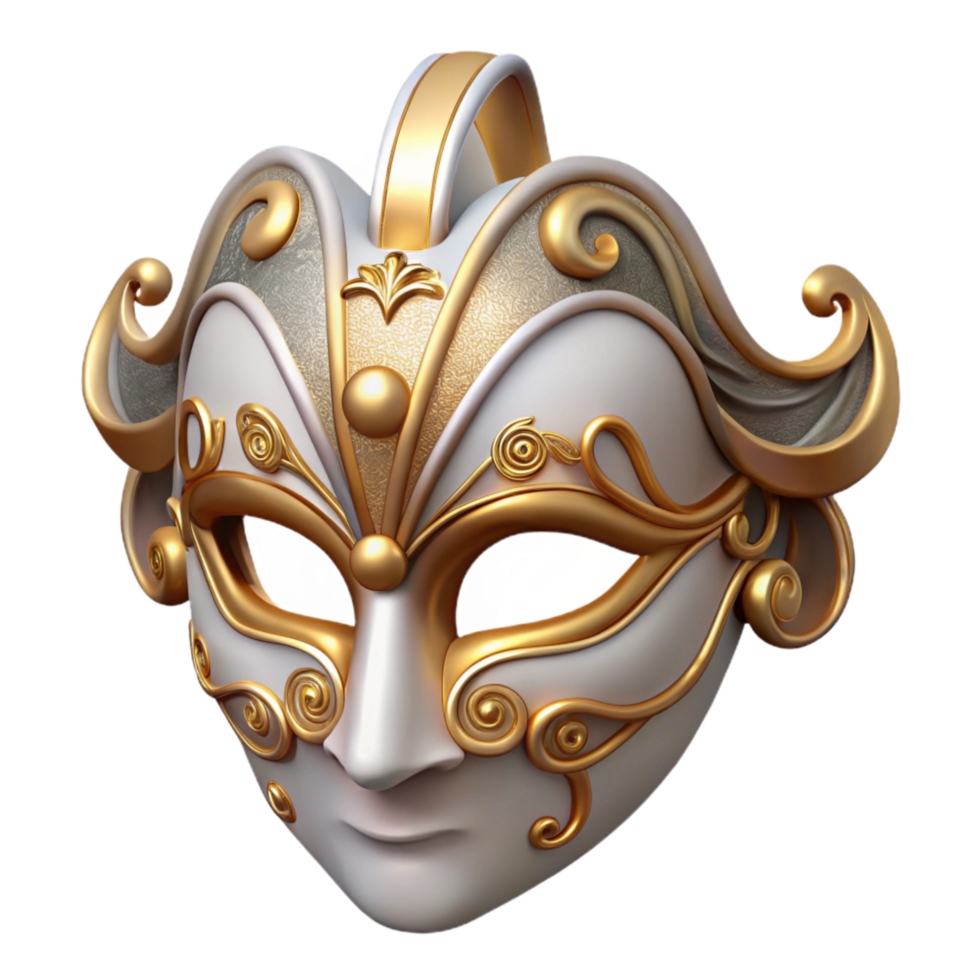 elegant artistic Venetian Mask Ornate Gold Detail Transparent Background professional png