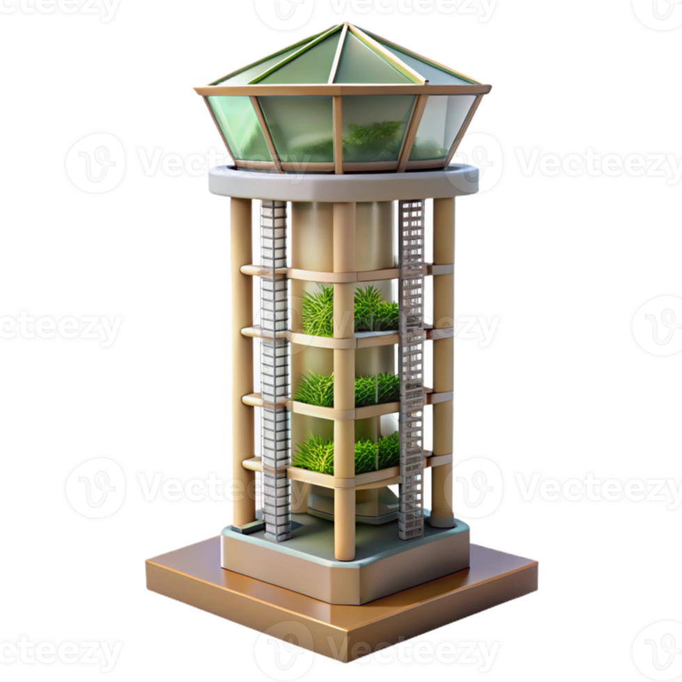 dramatic artistic Vertical Farming Tower Modern Design Transparent exclusive png