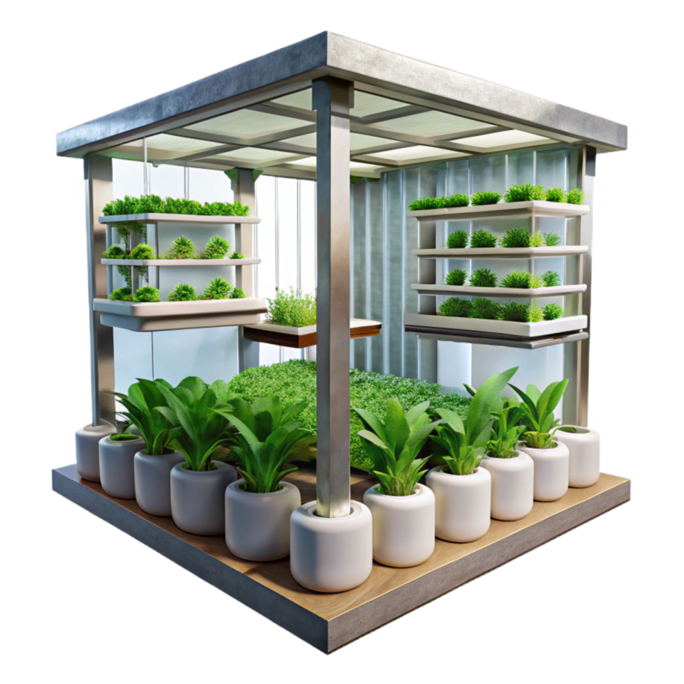 elegant abstract Vertical Farm Interior with Led Lighting Transparent Background professional png