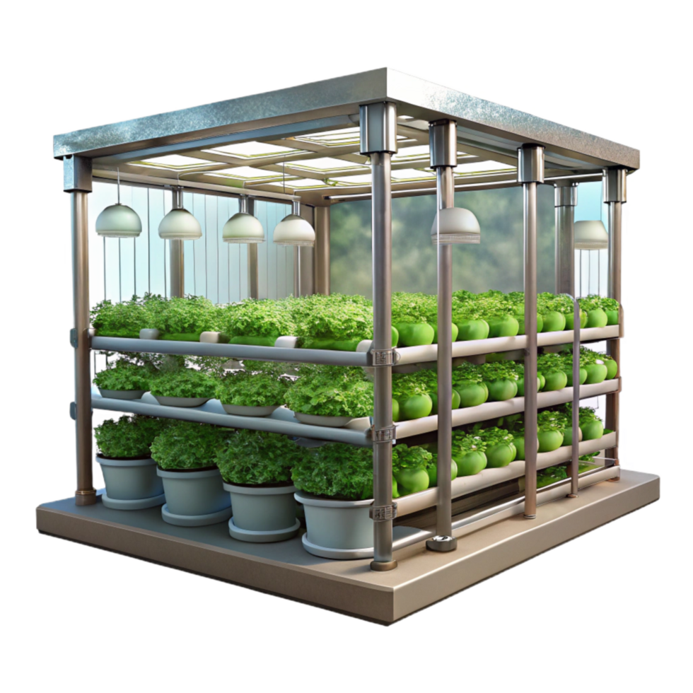dramatic artistic Vertical Farm Interior with Led Lighting Transparent Background authentic png