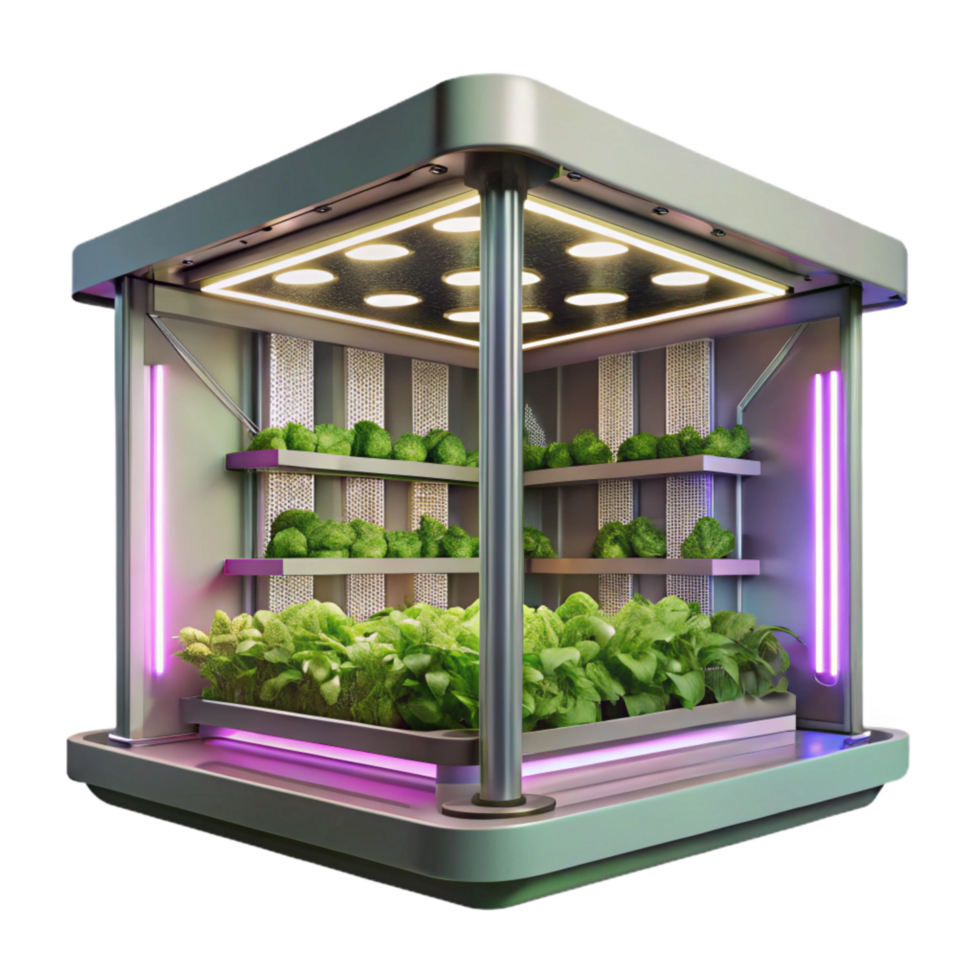 wonderful modern Vertical Farm Interior with Led Lighting Transparent Background genuine png