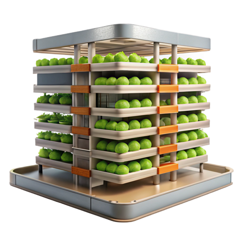 serene rustic Vertical Farm Stacked Growing Levels Cutout premium png