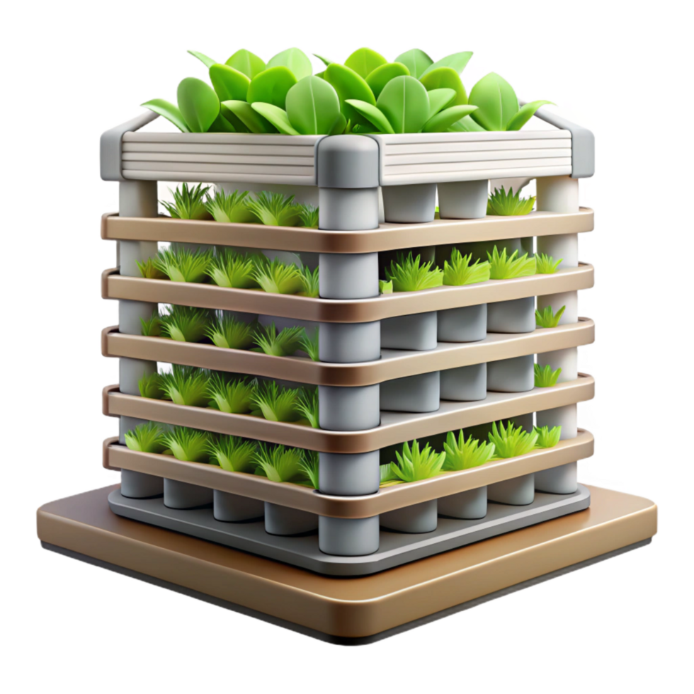 dramatic abstract Vertical Farm Stacked Growing Levels Cutout authentic png