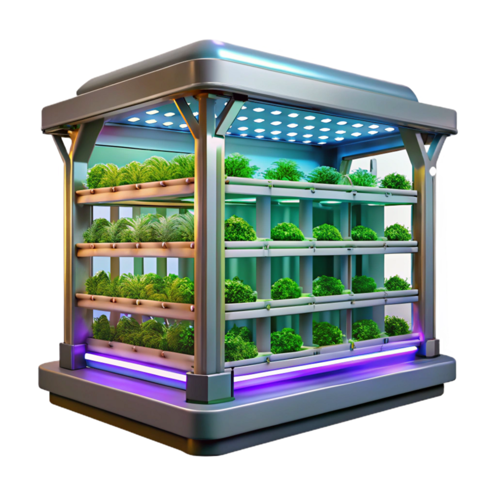extraordinary traditional Vertical Farm with Led Lights Transparent Background authentic png