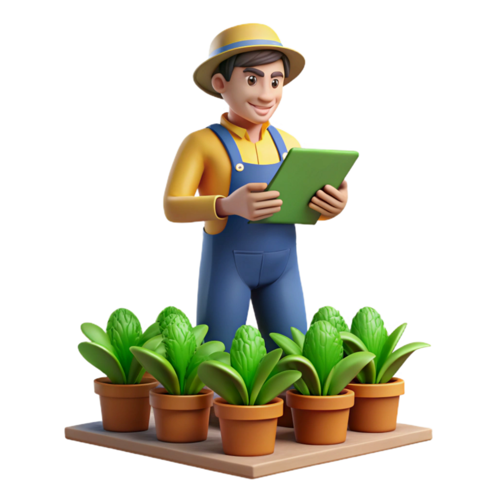 extraordinary abstract Vertical Farm Worker Inspecting Plants Isolated Cutout original png