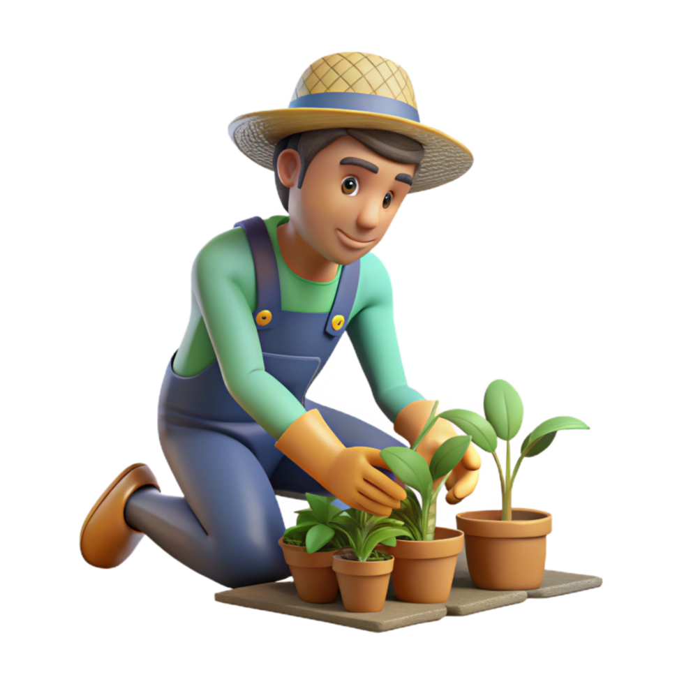 impressive modern Vertical Farm Worker Planting Seedlings Element professional png