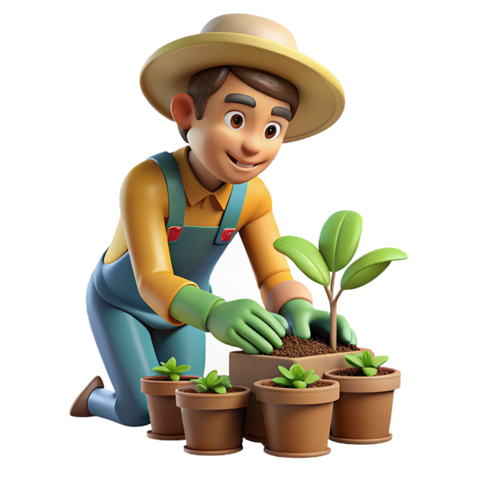 serene abstract Vertical Farm Worker Planting Seedlings Element detailed png