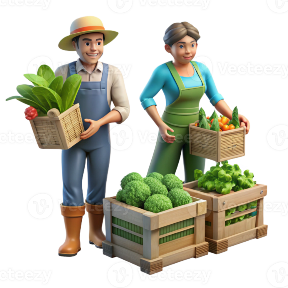 stunning minimalist Vertical Farm Workers Harvesting Crops Isolated Transparent Background png