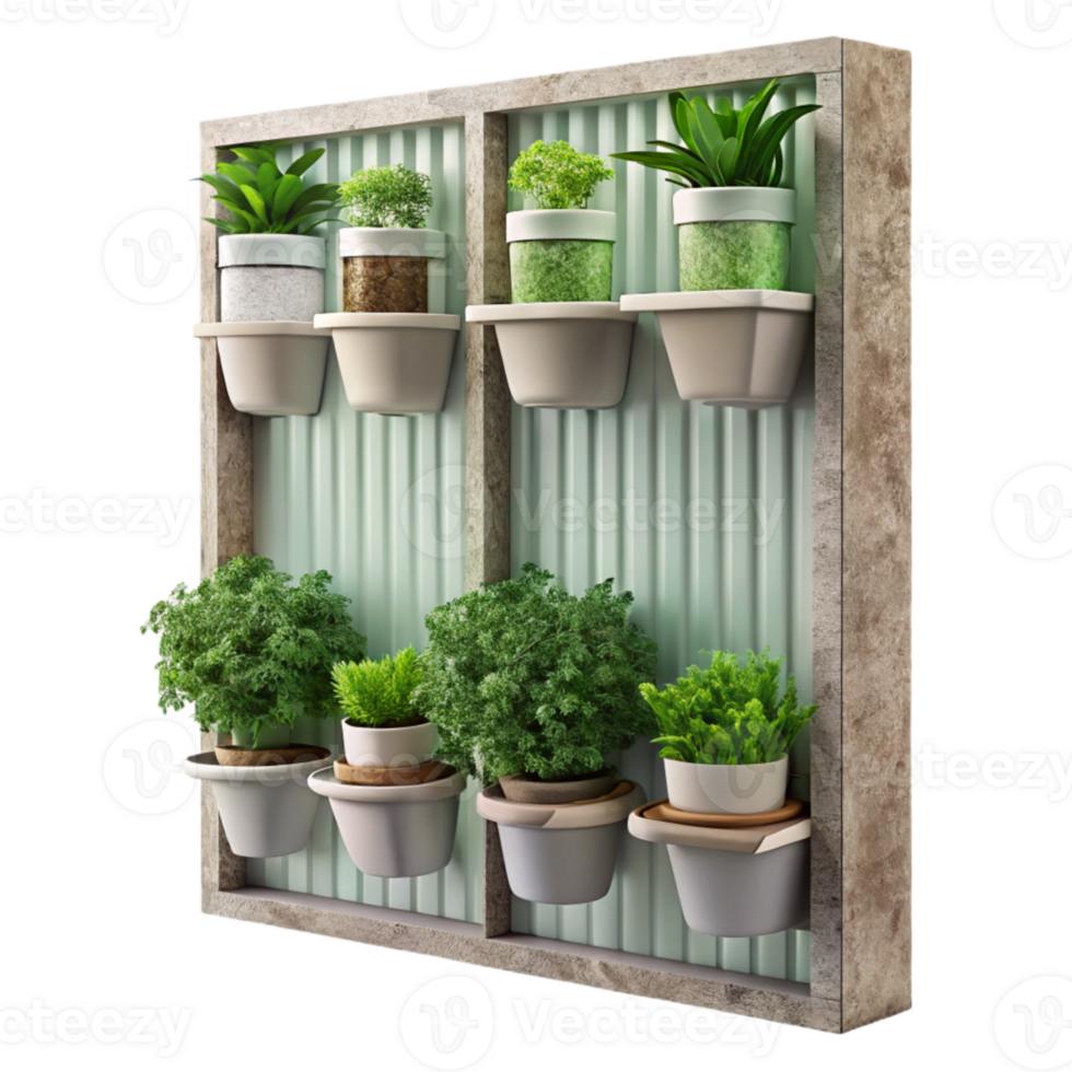 impressive artistic Vertical Herb Garden Kitchen Wall Transparent Background high quality png