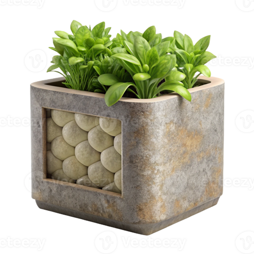 magnificent modern Vertical Planter with Herbs Cutout Front View genuine png