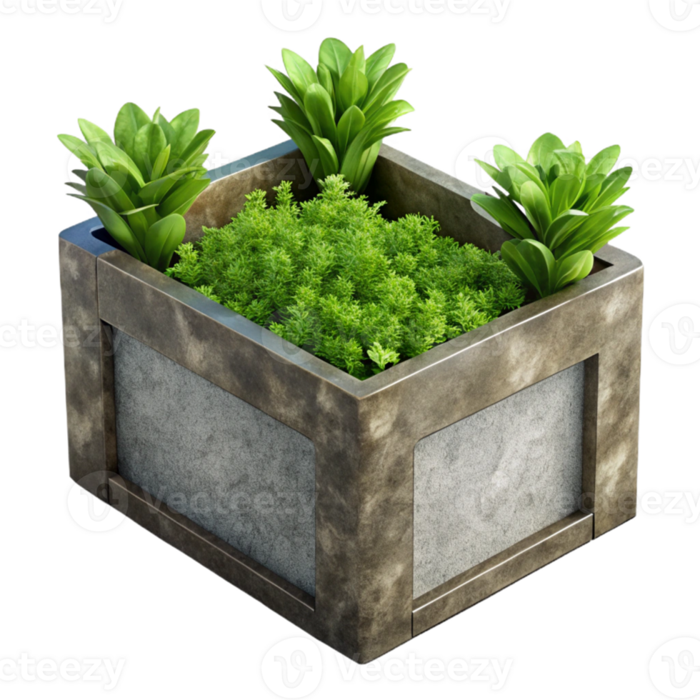 serene classic Vertical Planter with Herbs Cutout Front View exclusive png