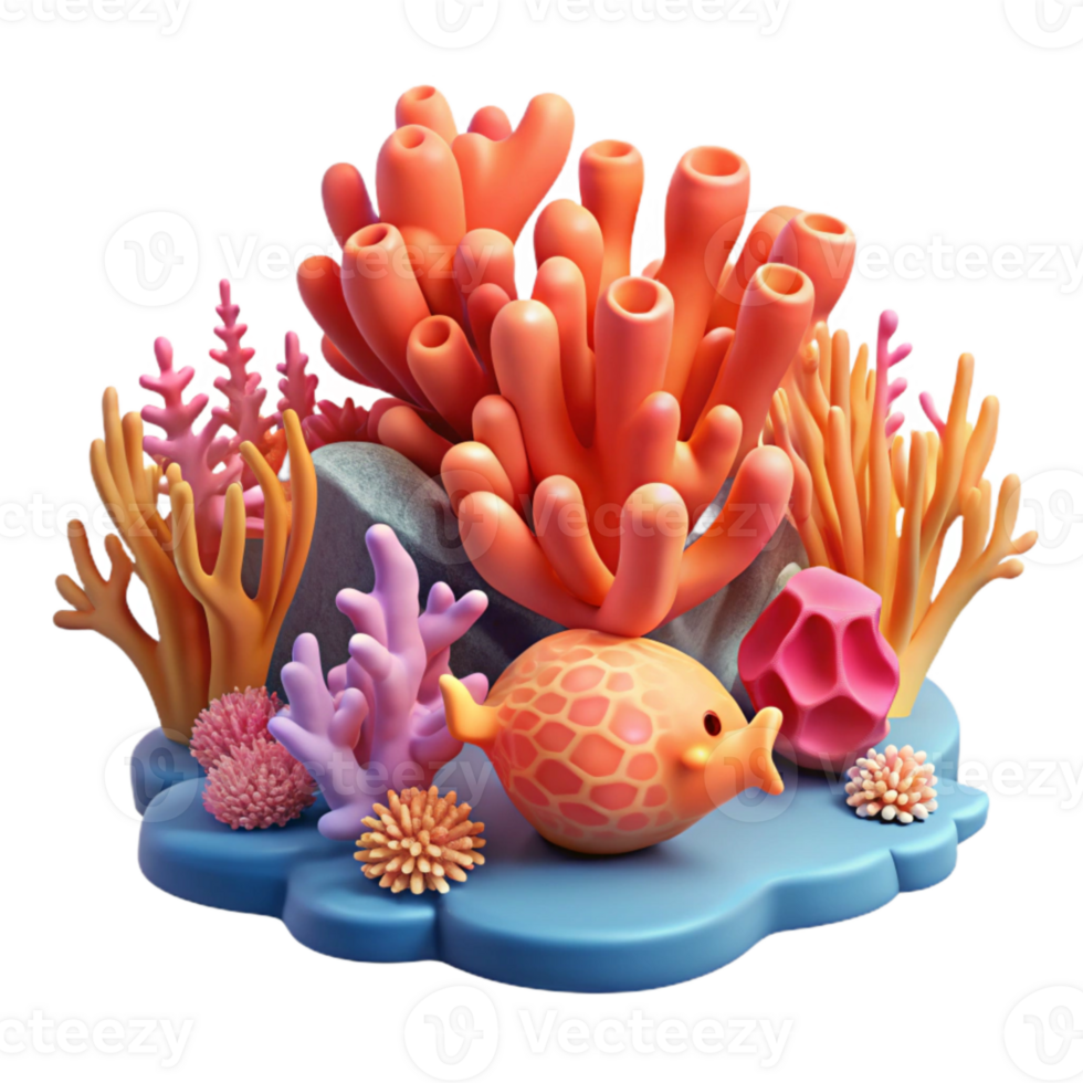 vibrant contemporary Vibrant Coral Reef Cutout Underwater Scene high quality png