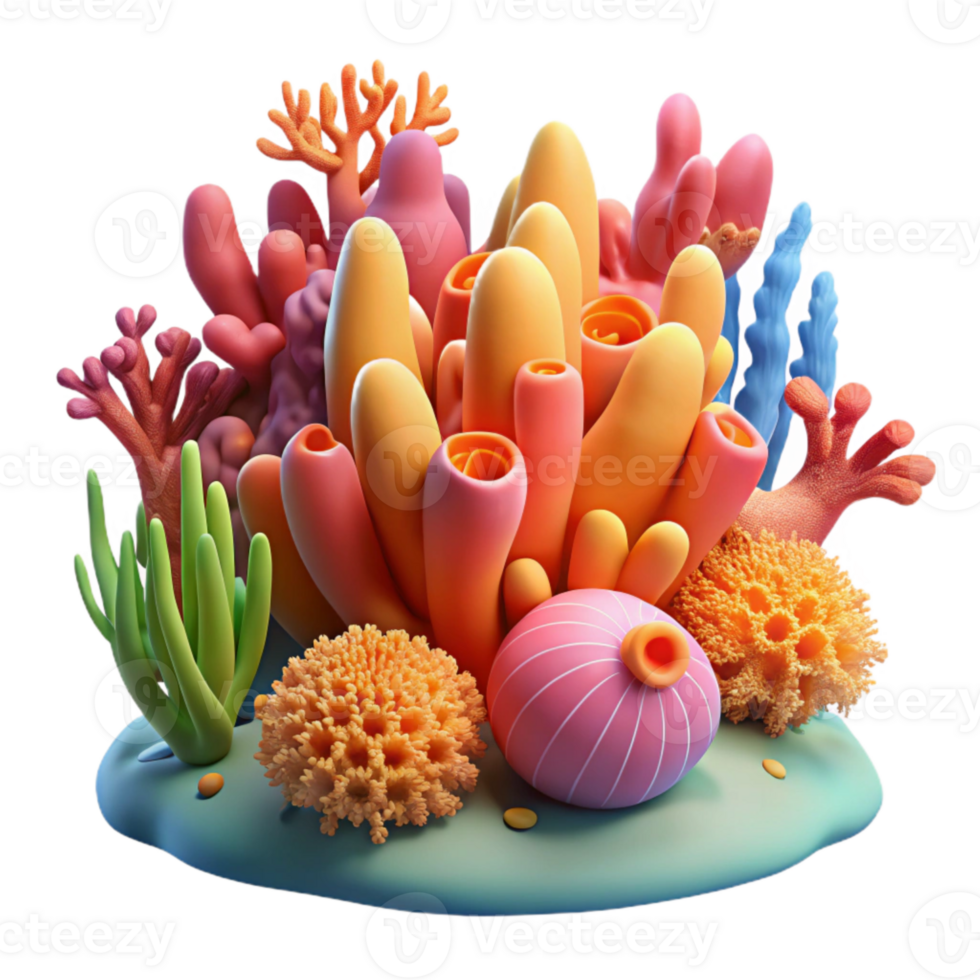 magnificent abstract Vibrant Coral Reef Cutout Underwater Scene high quality png