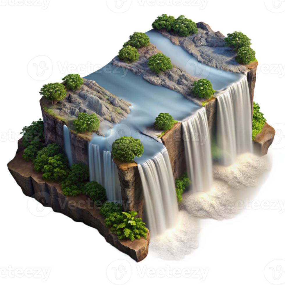 elegant minimalist Victoria Falls Aerial View Isolated Element high quality png