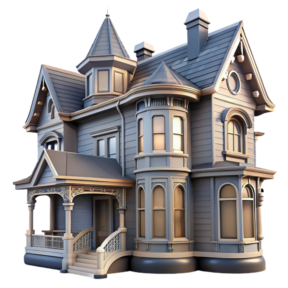 dramatic abstract Victorian House Bay Window Detailed Architecture Cutout detailed png