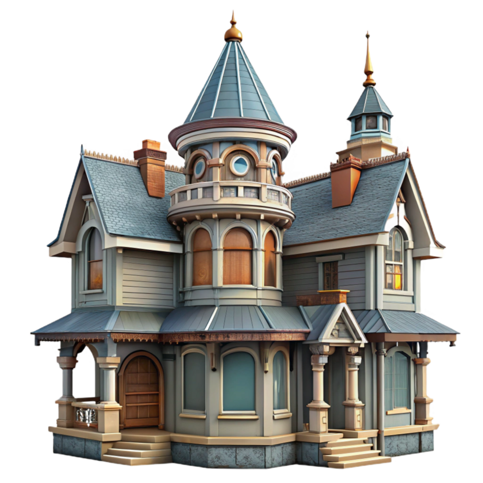 wonderful abstract Victorian Mansion Turret Detailed Architecture Transparent Background png