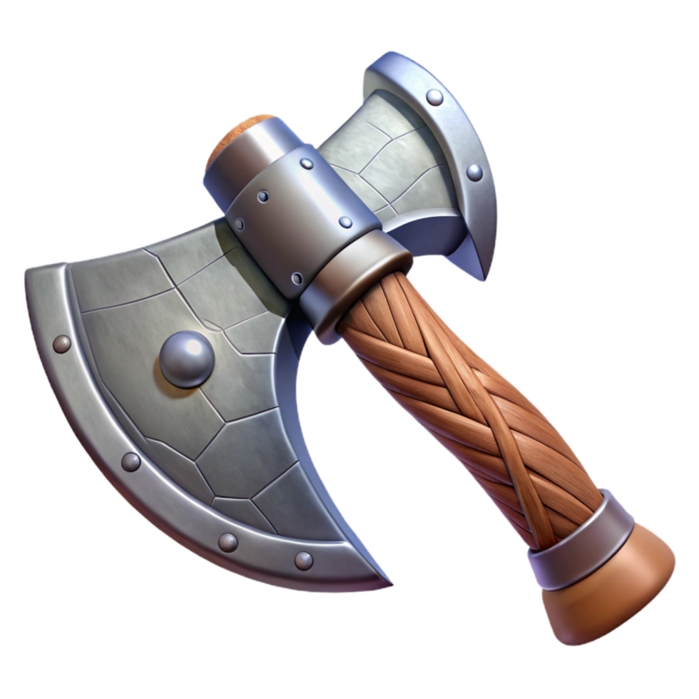 extraordinary modern Viking Axe Head Metal Texture Side Angle Transparent Background professional png