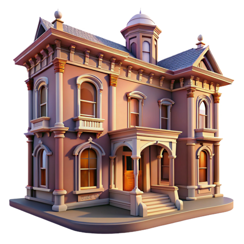 magnificent artistic Victorian Townhouse Facade Daytime Lighting Cutout detailed png