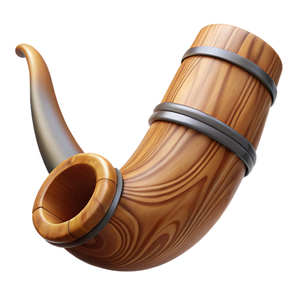 beautiful artistic Viking Drinking Horn Wooden Texture Side Angle Isolated original png