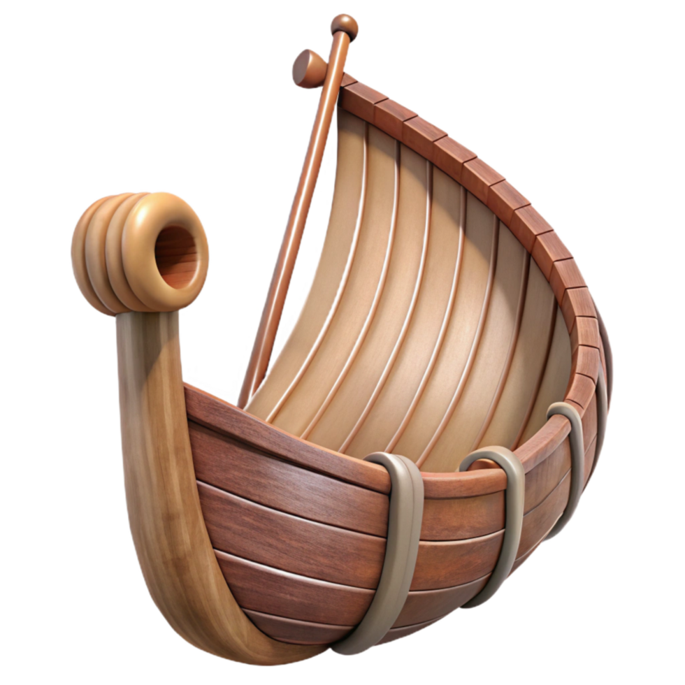 serene creative Viking Longboat Wooden Texture Front View Isolated high resolution png