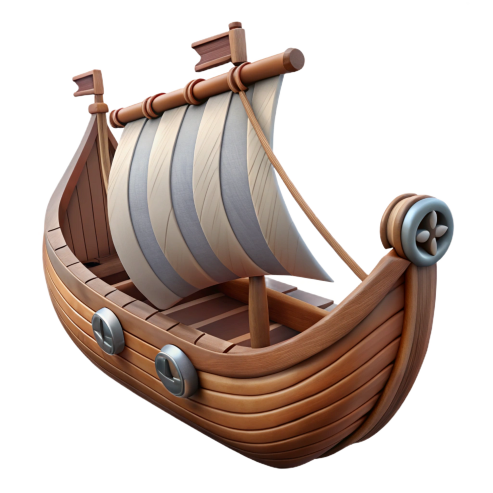 magnificent modern Viking Longship Side View Isolated Element high resolution png