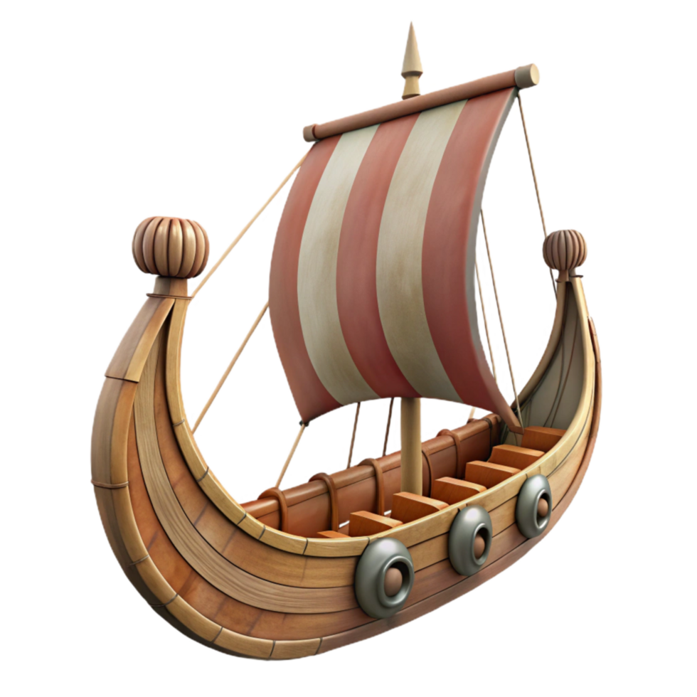 extraordinary vintage Viking Longship Side View Isolated Element detailed png