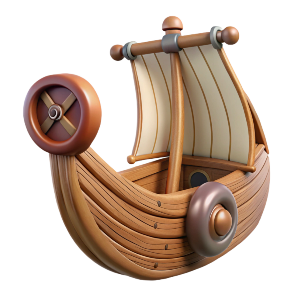 dramatic creative Viking Ship Figurehead Wooden Texture Front View Transparent Background professional png