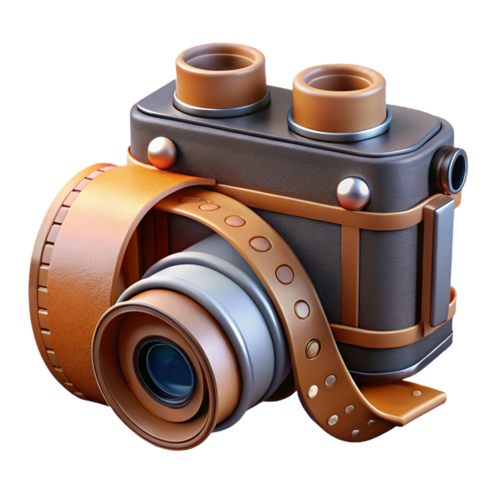 beautiful abstract Vintage Camera and Film Roll Isolated authentic png