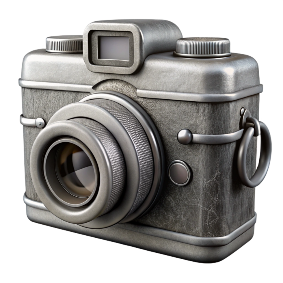 impressive rustic Vintage Camera Black and White Isolated premium png
