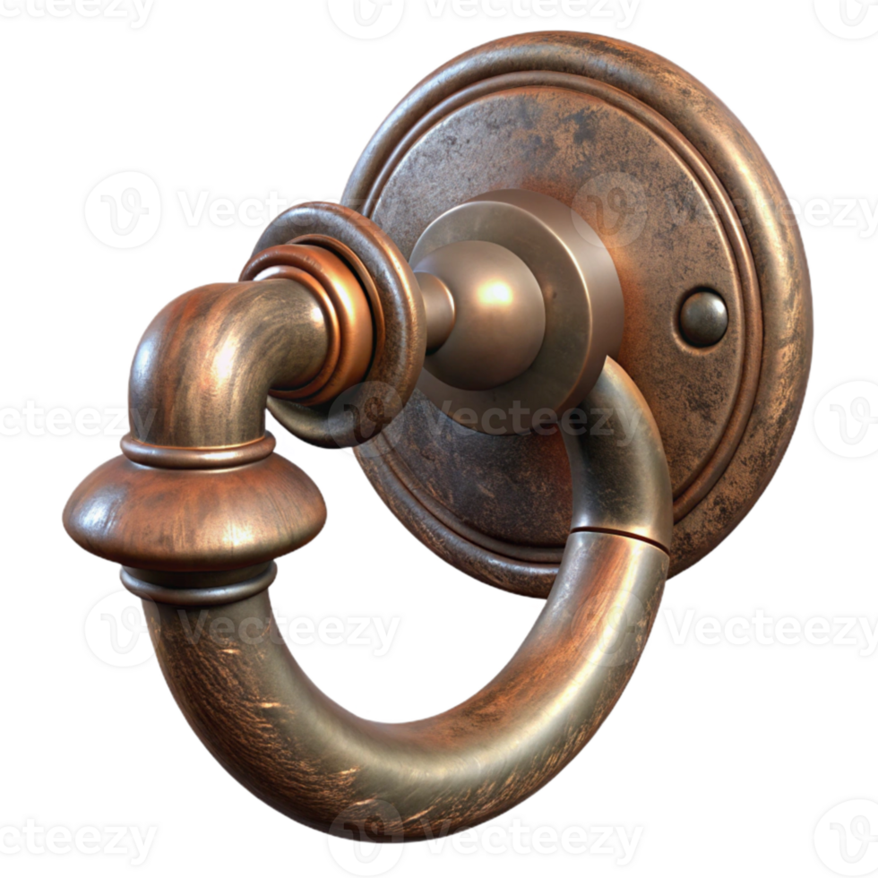 wonderful classic Vintage Door Handle Isolated Iron Finish authentic png