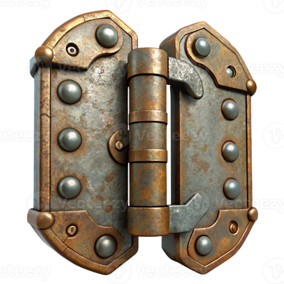 elegant artistic Vintage Door Hinge Cutout Rusty Finish Isolated professional png