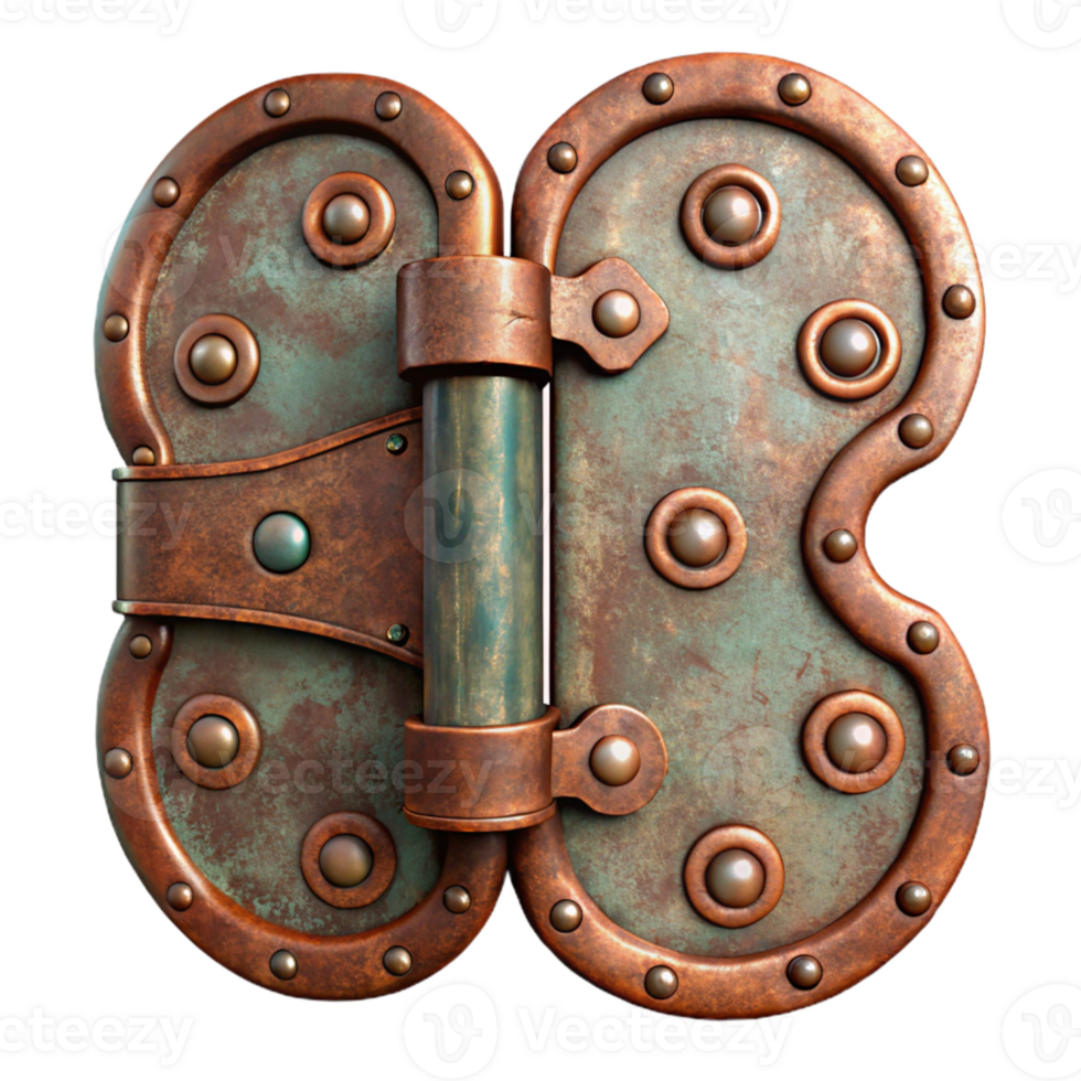 elegant contemporary Vintage Door Hinge Cutout Rusty Finish Isolated professional png