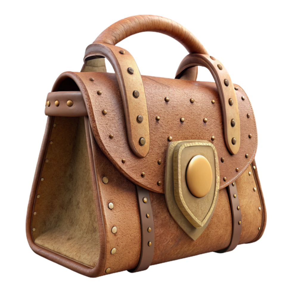 serene contemporary Vintage Handbag Leather Material Cutout professional png