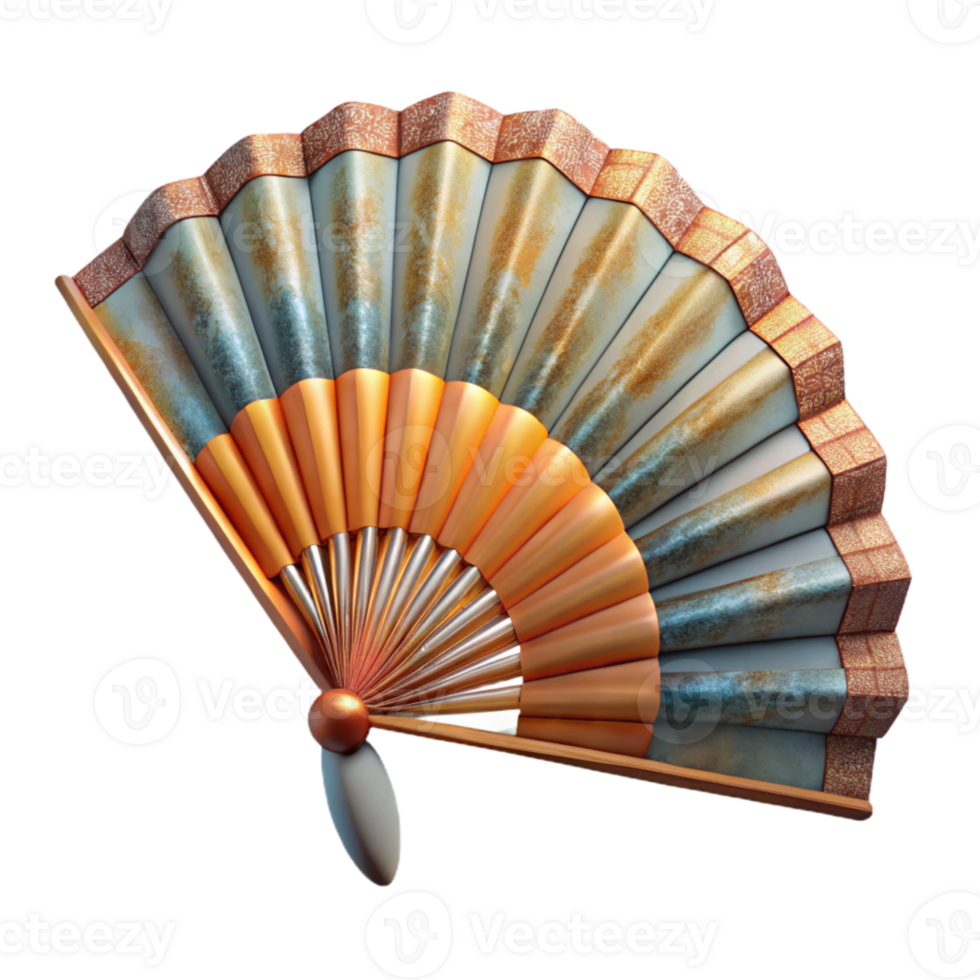 serene traditional Vintage Hand Fan Open Isolated on Transparent Background original png