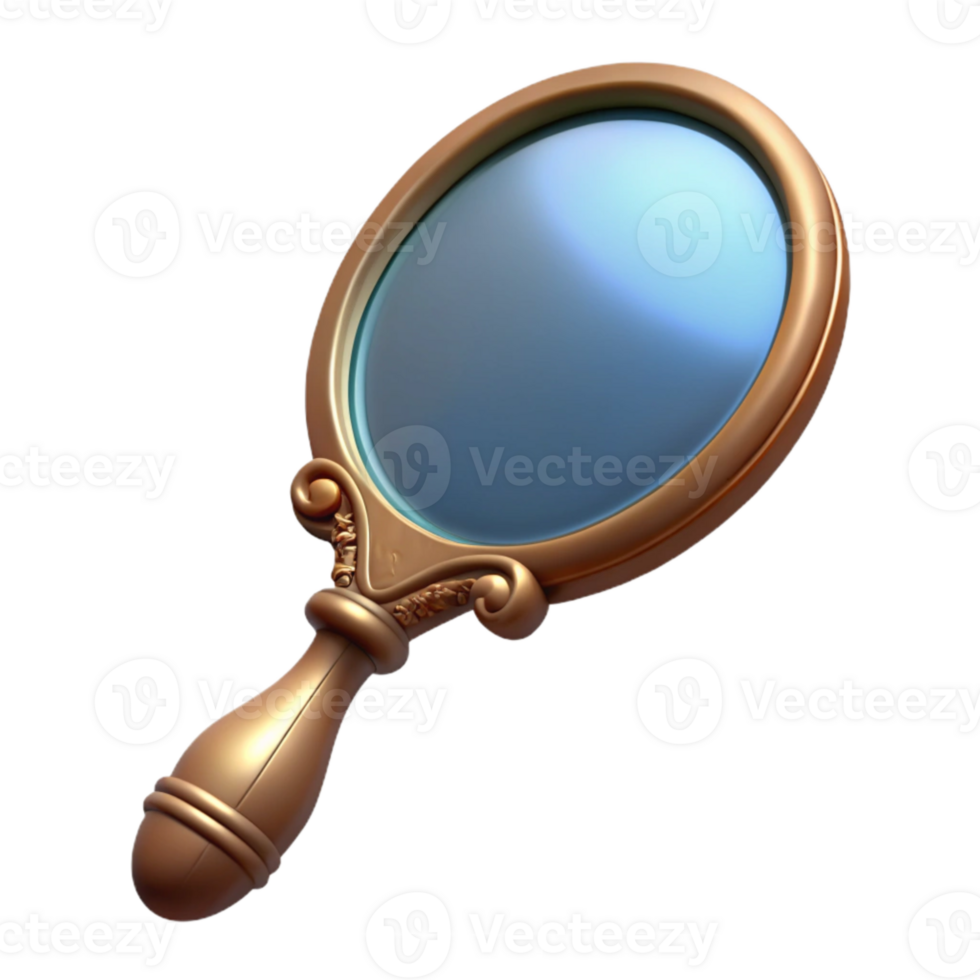 magnificent minimalist Vintage Hand Mirror Oval Shape Isolated professional png