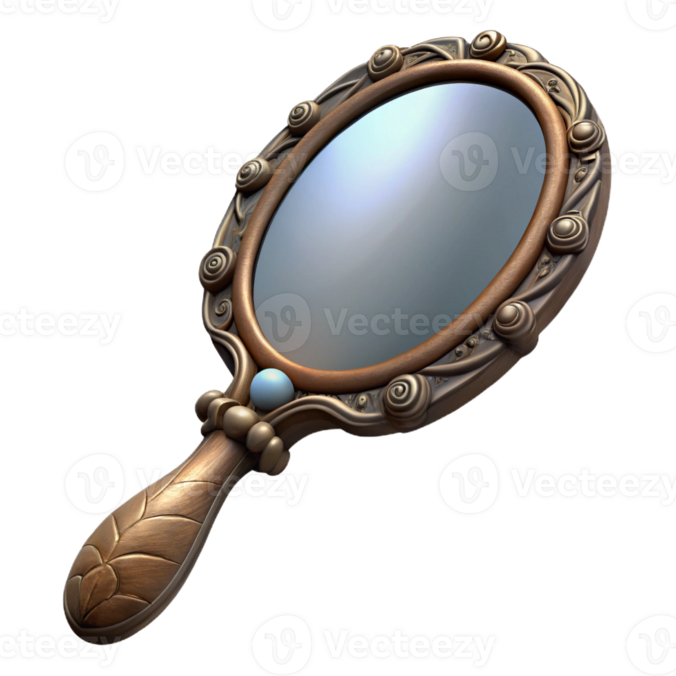 serene minimalist Vintage Hand Mirror Ornate Frame Cutout original png