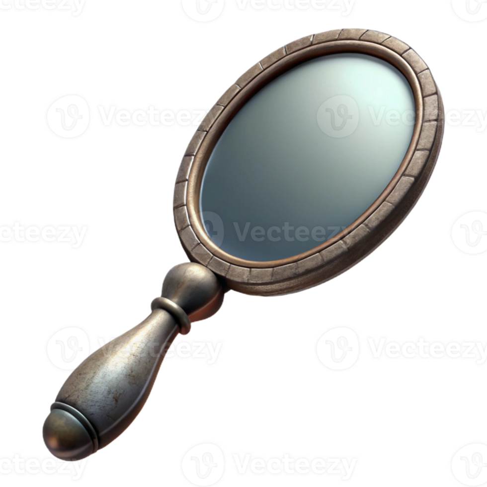 dramatic abstract Vintage Hand Mirror Oval Shape Isolated png