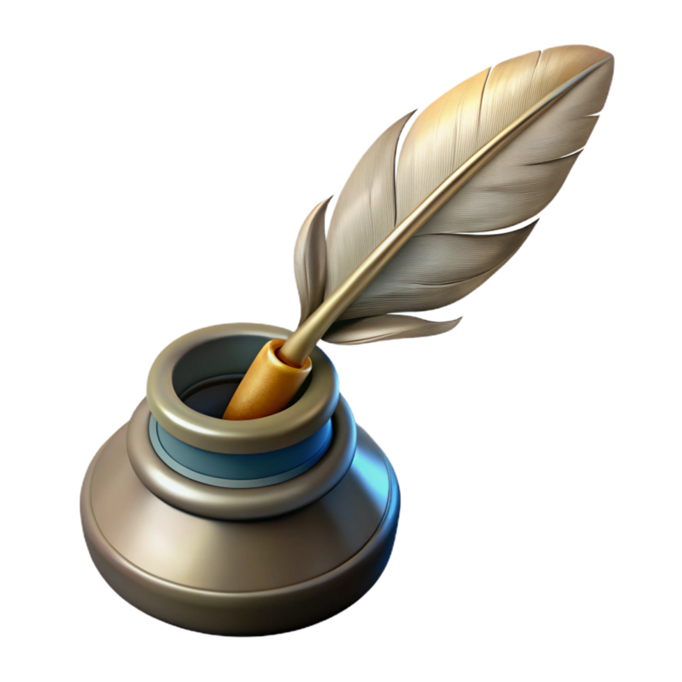 wonderful minimalist Vintage Quill and Inkwell Isolated Element original png