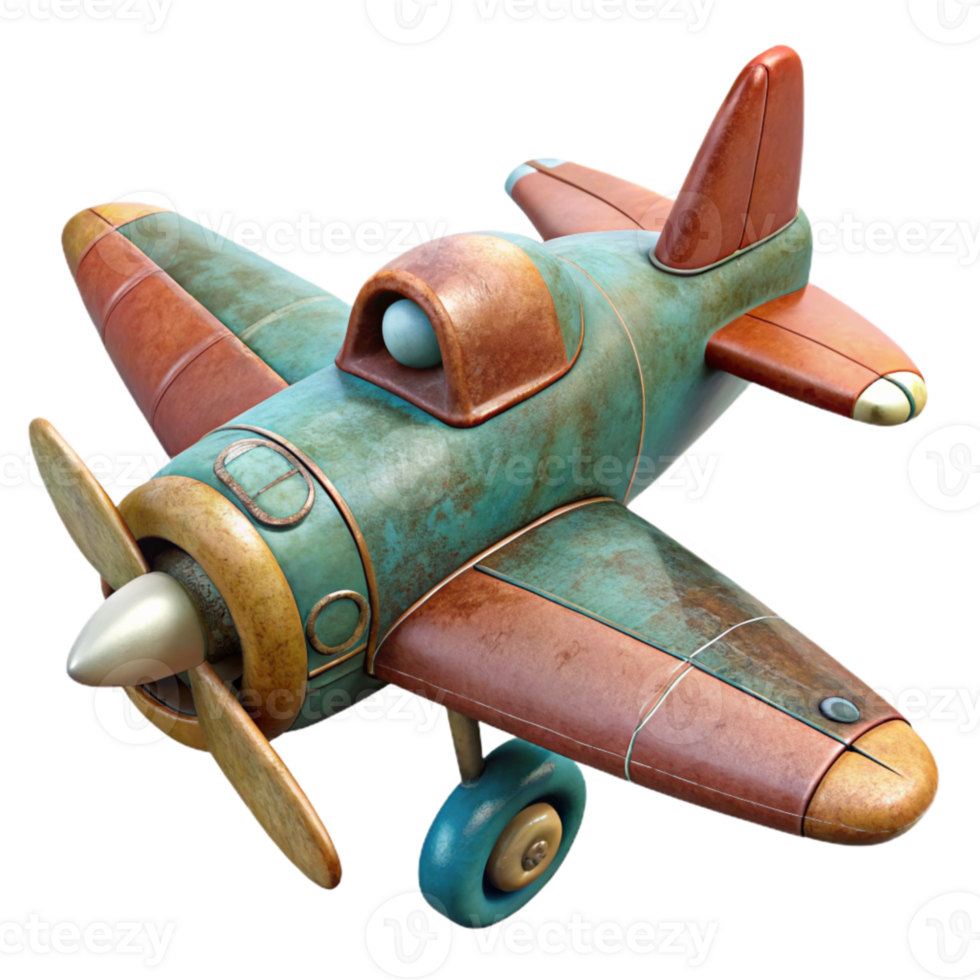 elegant modern Vintage Toy Airplane Cutout premium png