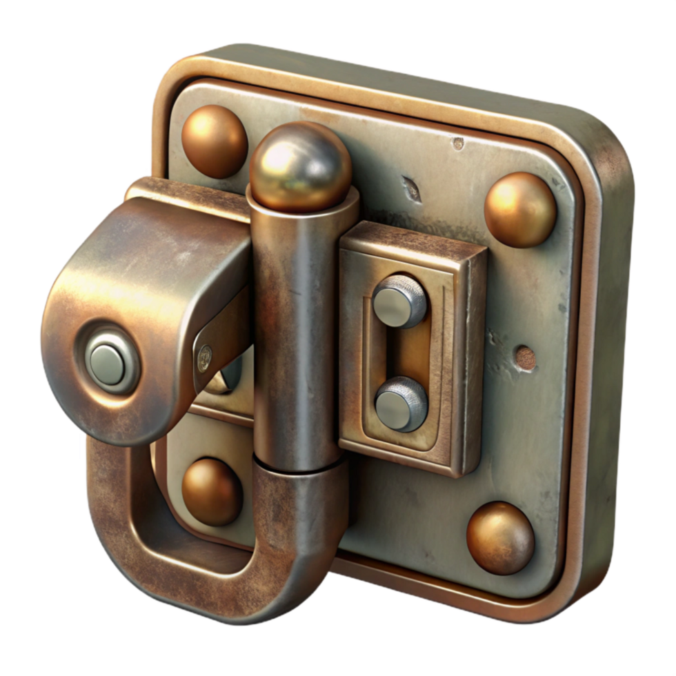 serene minimalist Vintage Window Latch Cutout with Metal Mechanism png