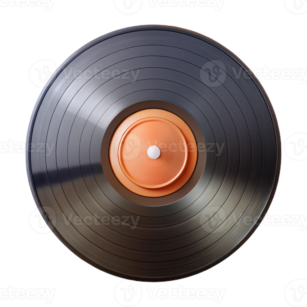 vibrant artistic Vinyl Record Grooves Close Up Transparent Background Cutout high resolution png