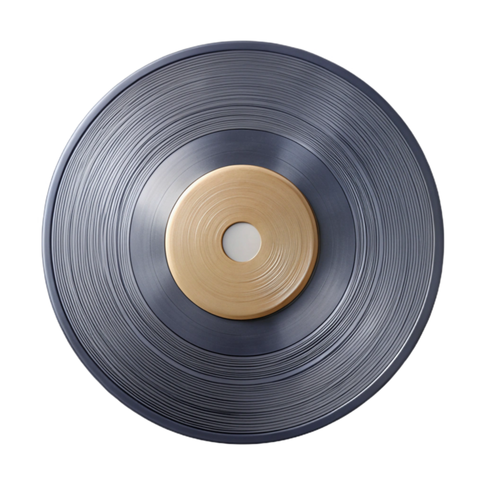 serene creative Vinyl Record Grooves Close Up Transparent Background Cutout authentic png