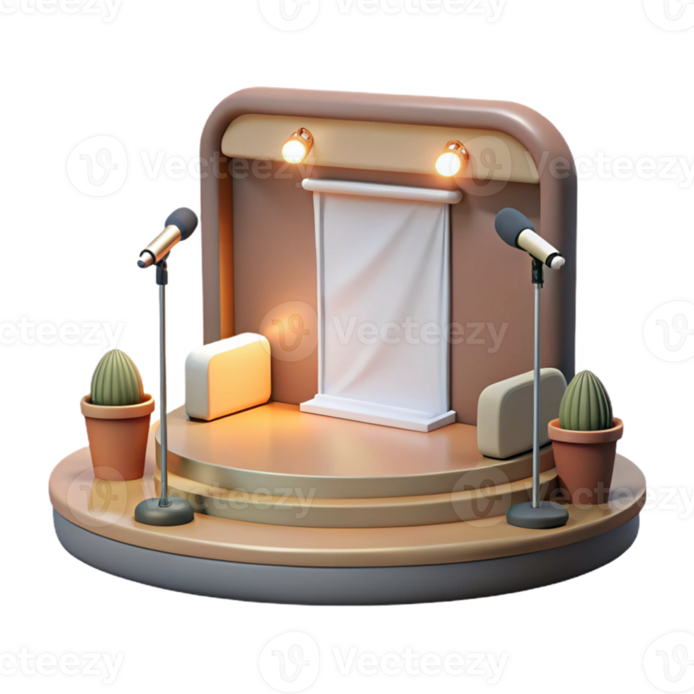 magnificent minimalist Virtual Conference Stage with Spotlight Transparent Background original png